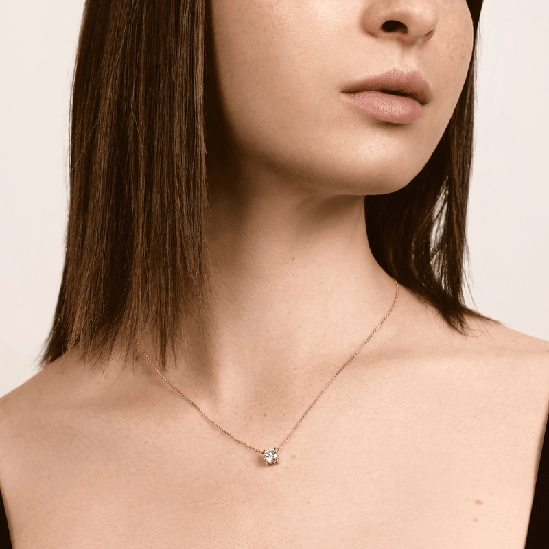 Amara Round Solitaire Diamond Necklace