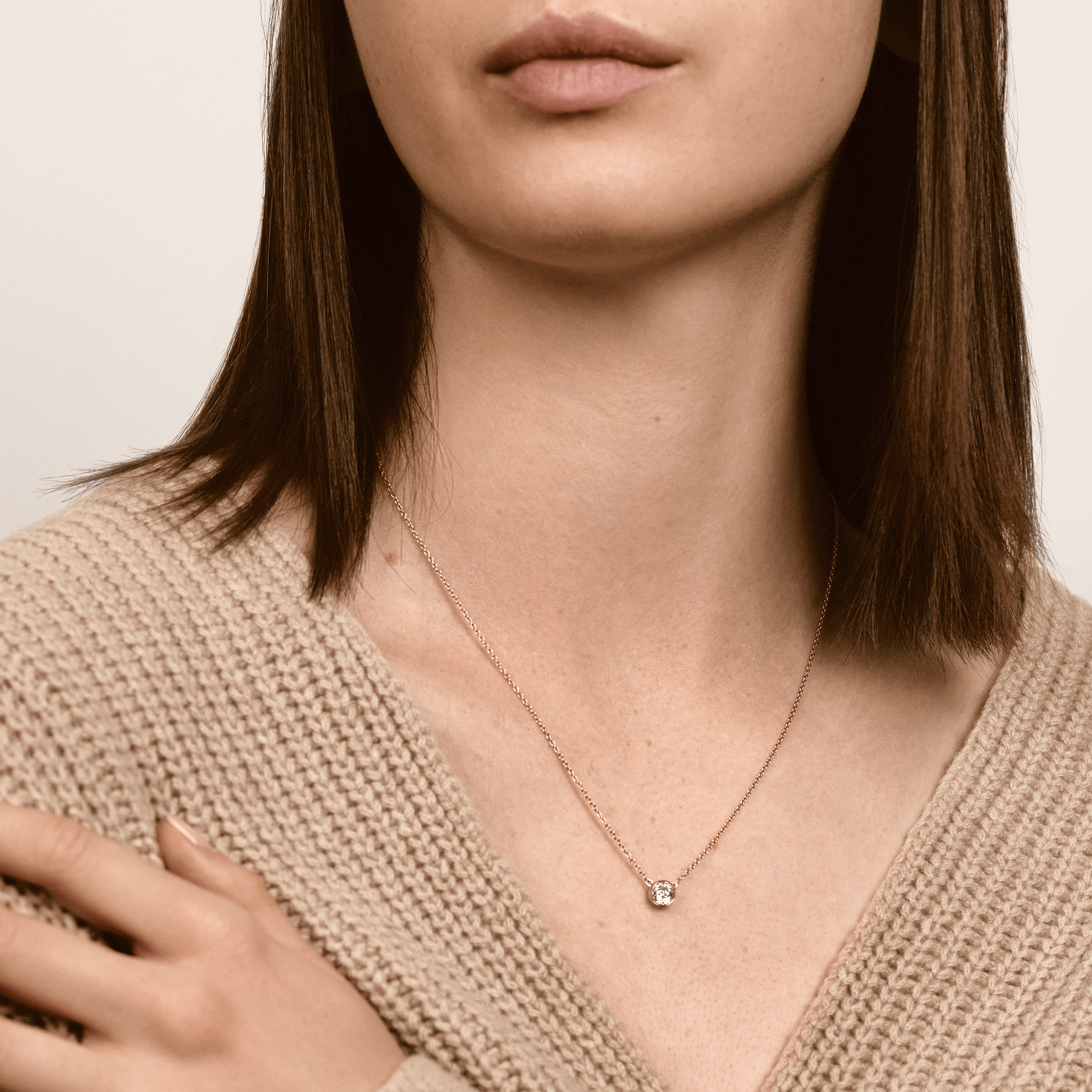 Virelle Round Solitaire Bezel Diamond Necklace