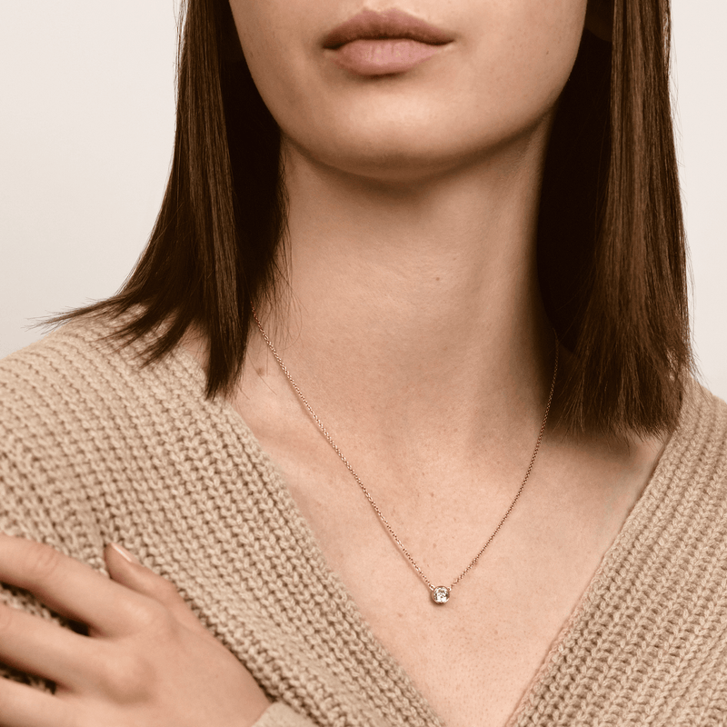 Virelle Round Solitaire Bezel Diamond Necklace