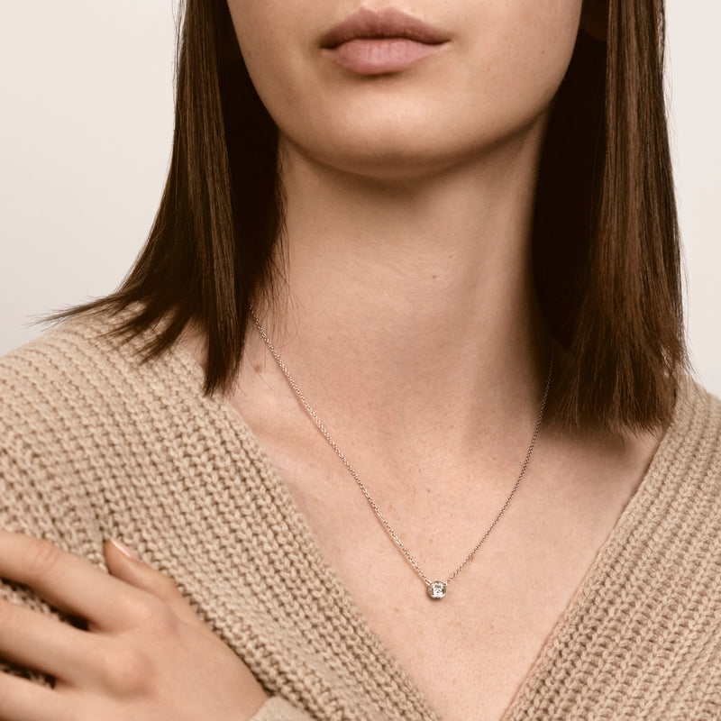 Virelle Round Solitaire Bezel Diamond Necklace