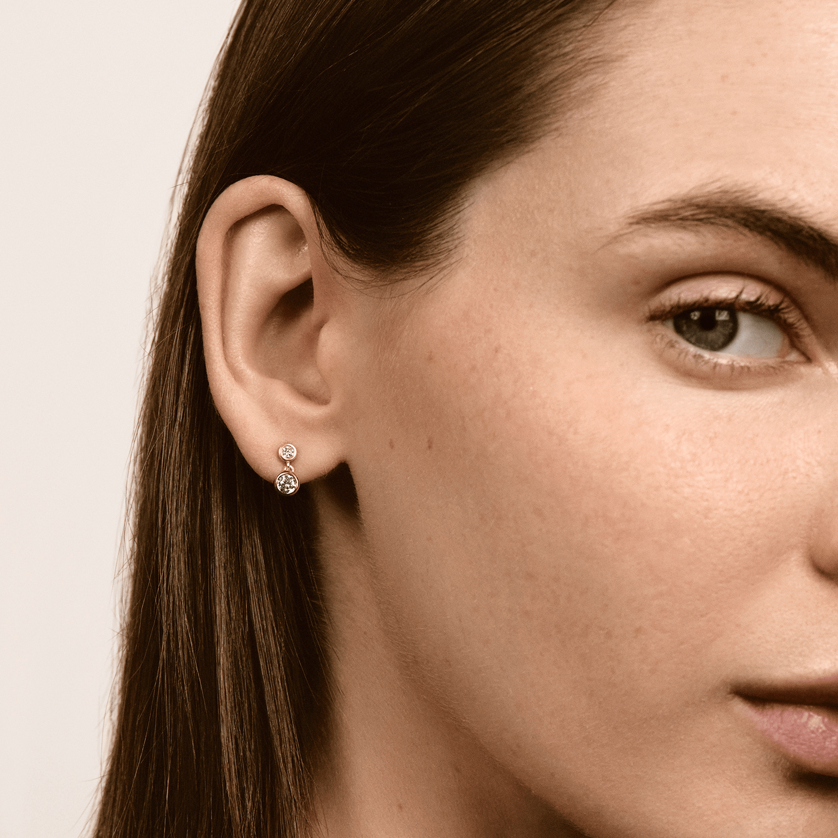 Virelle Bezel Duo Drop Earrings