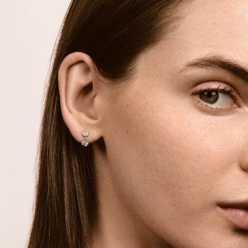 Virelle Bezel Duo Drop Earrings