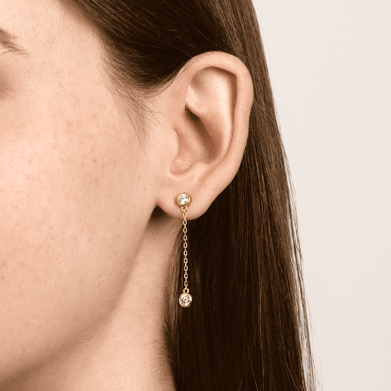 Virelle Bezel Chain Drop Earrings