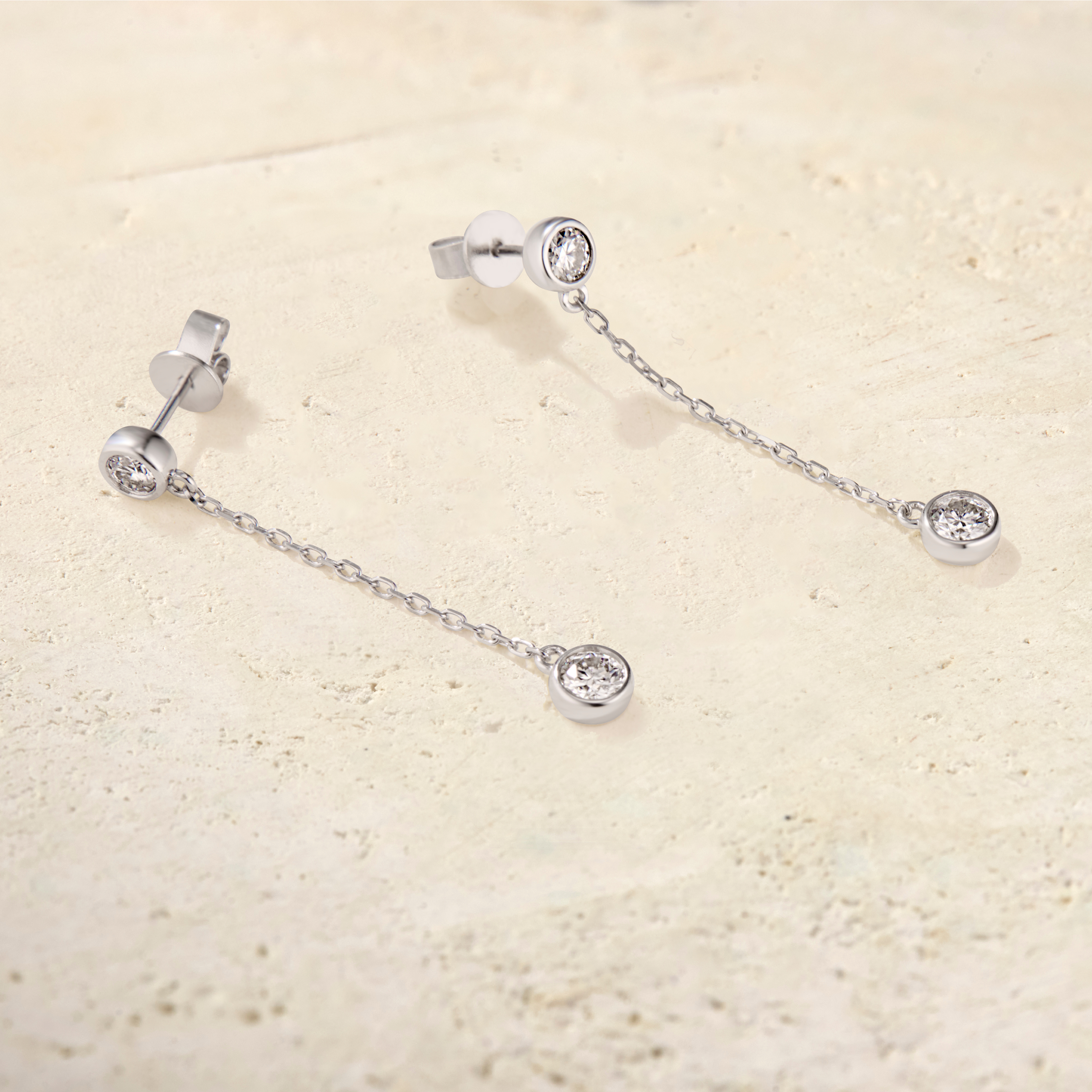 Virelle Bezel Chain Drop Earrings
