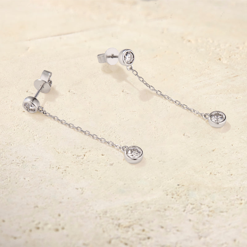 Virelle Bezel Chain Drop Earrings