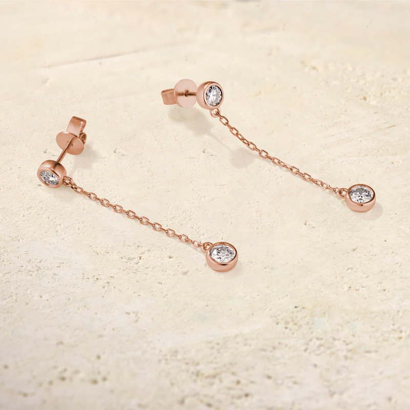 Virelle Bezel Chain Drop Earrings