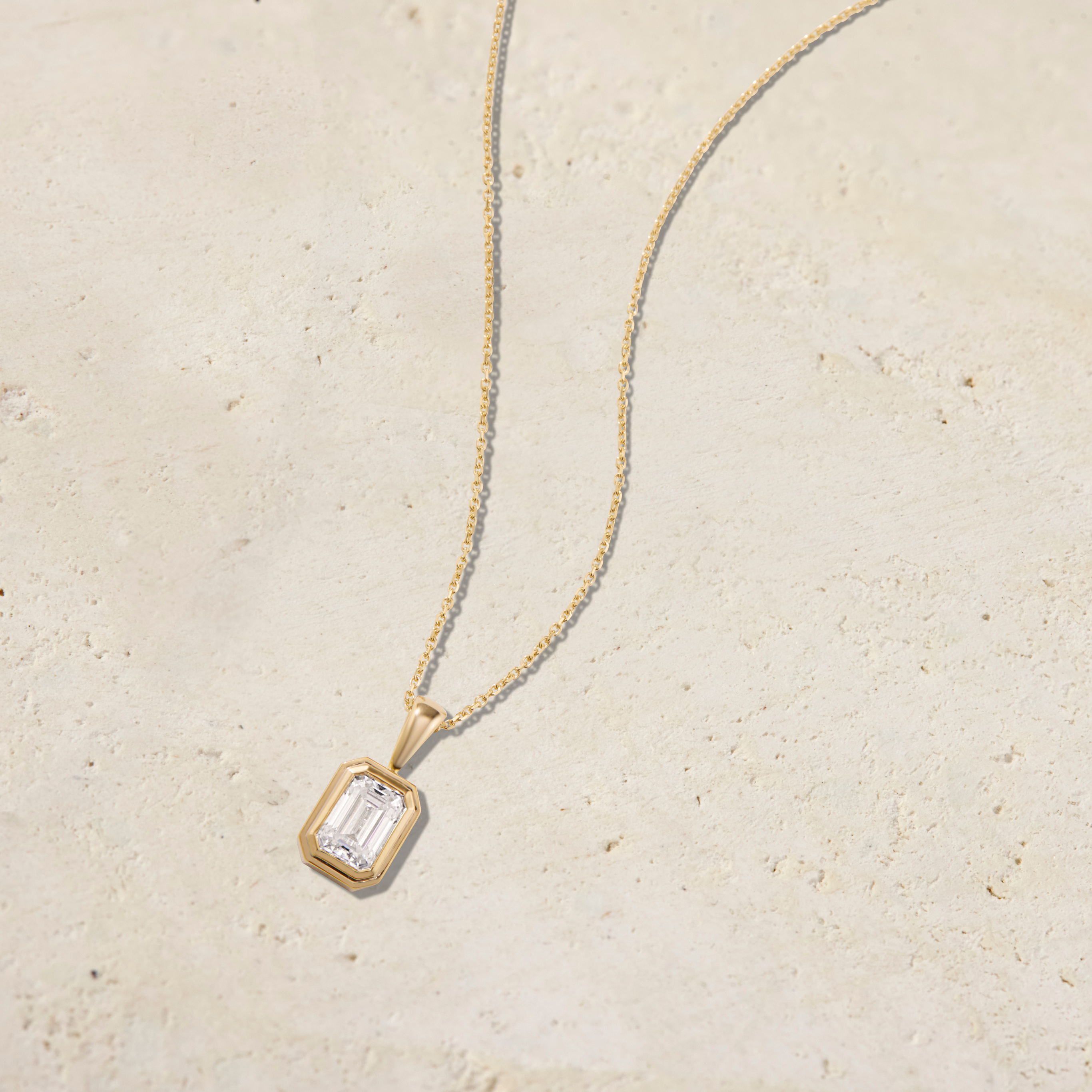 Soline Double Bezel Emerald-Cut Pendant