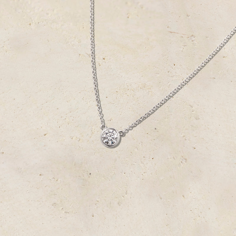 Virelle Round Solitaire Bezel Diamond Necklace
