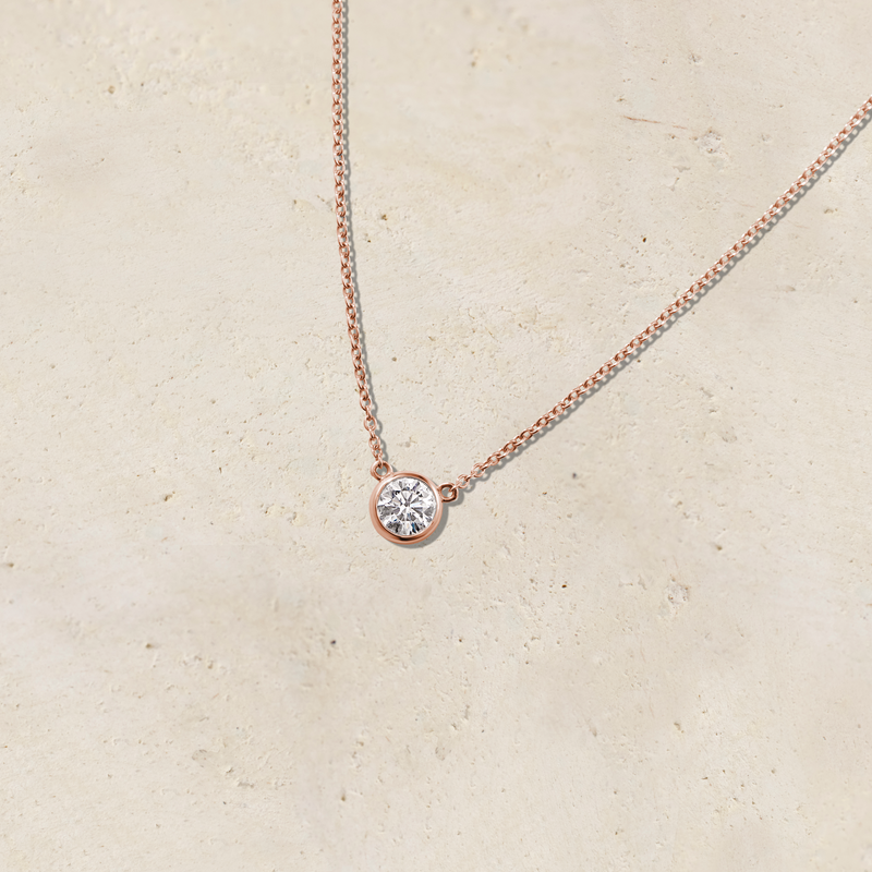 Virelle Round Solitaire Bezel Diamond Necklace
