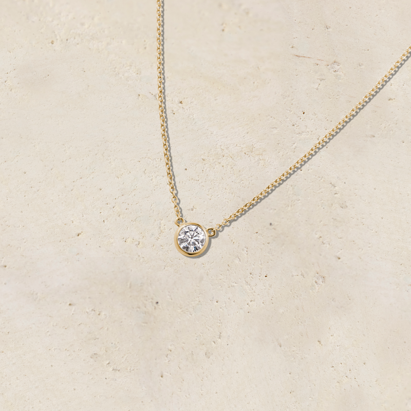 Virelle Round Solitaire Bezel Diamond Necklace