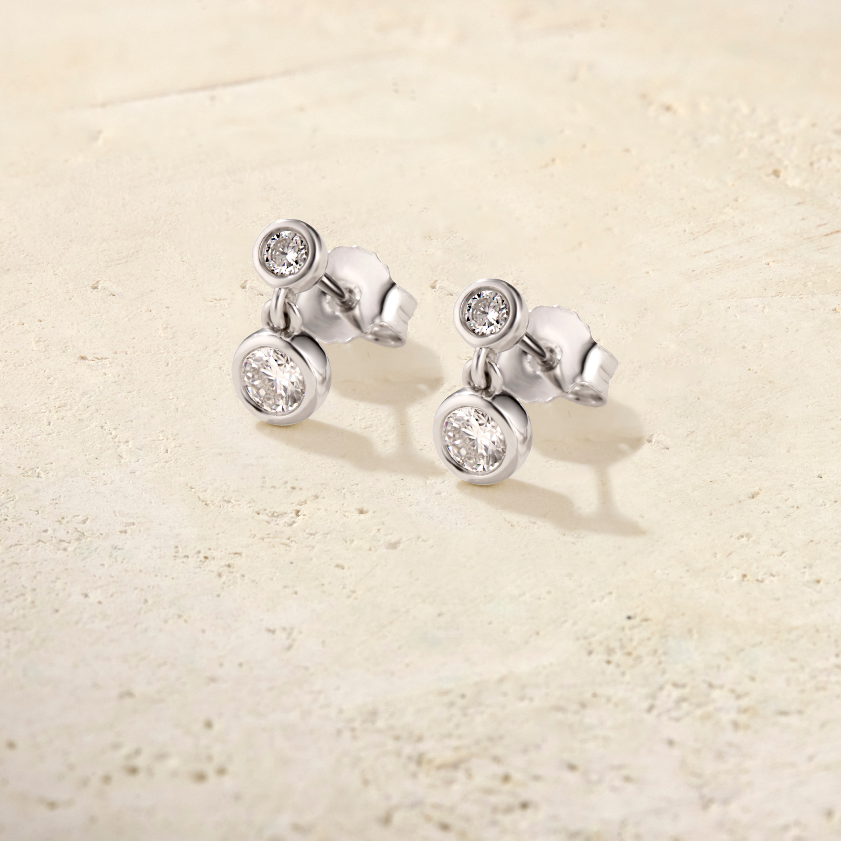 Virelle Bezel Duo Drop Earrings