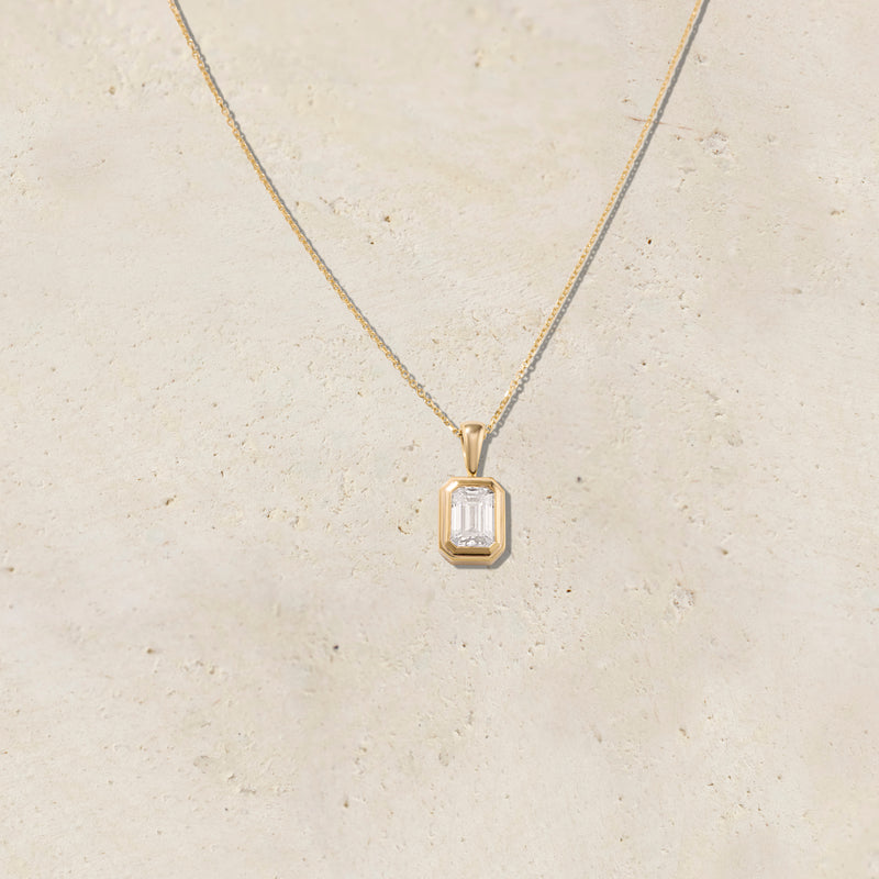 Soline Double Bezel Emerald-Cut Pendant