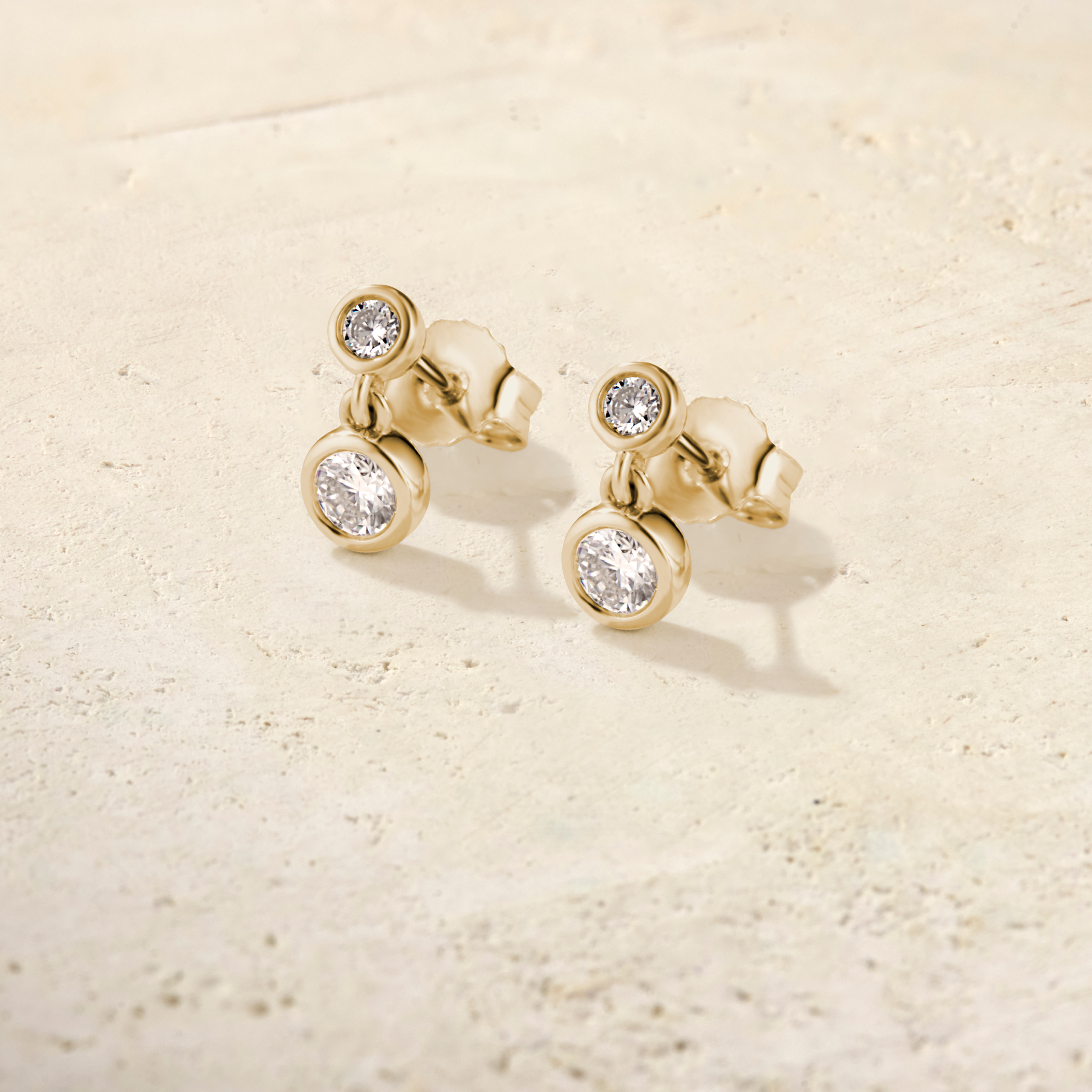 Virelle Bezel Duo Drop Earrings