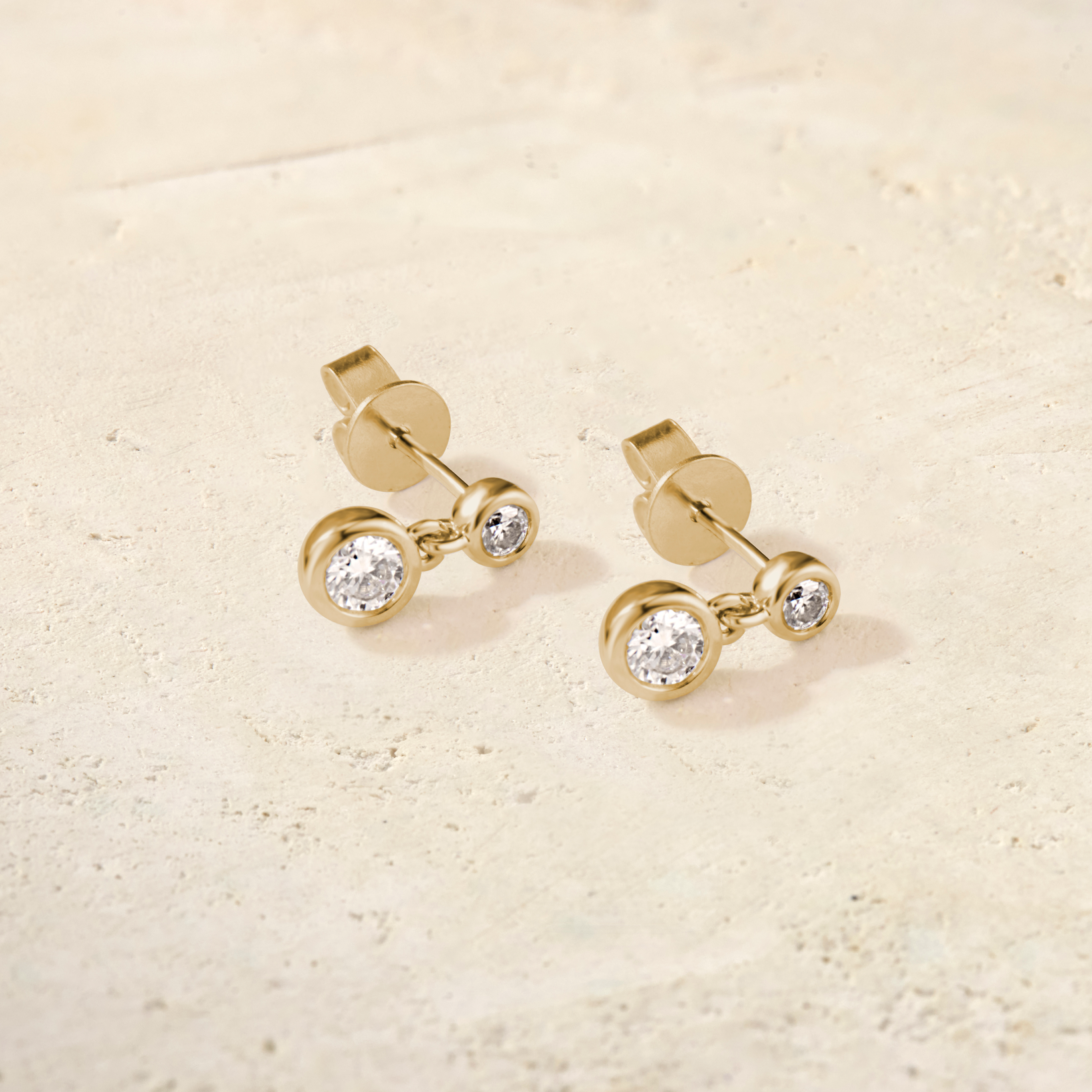 Virelle Bezel Duo Drop Earrings
