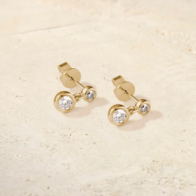 Virelle Bezel Duo Drop Earrings