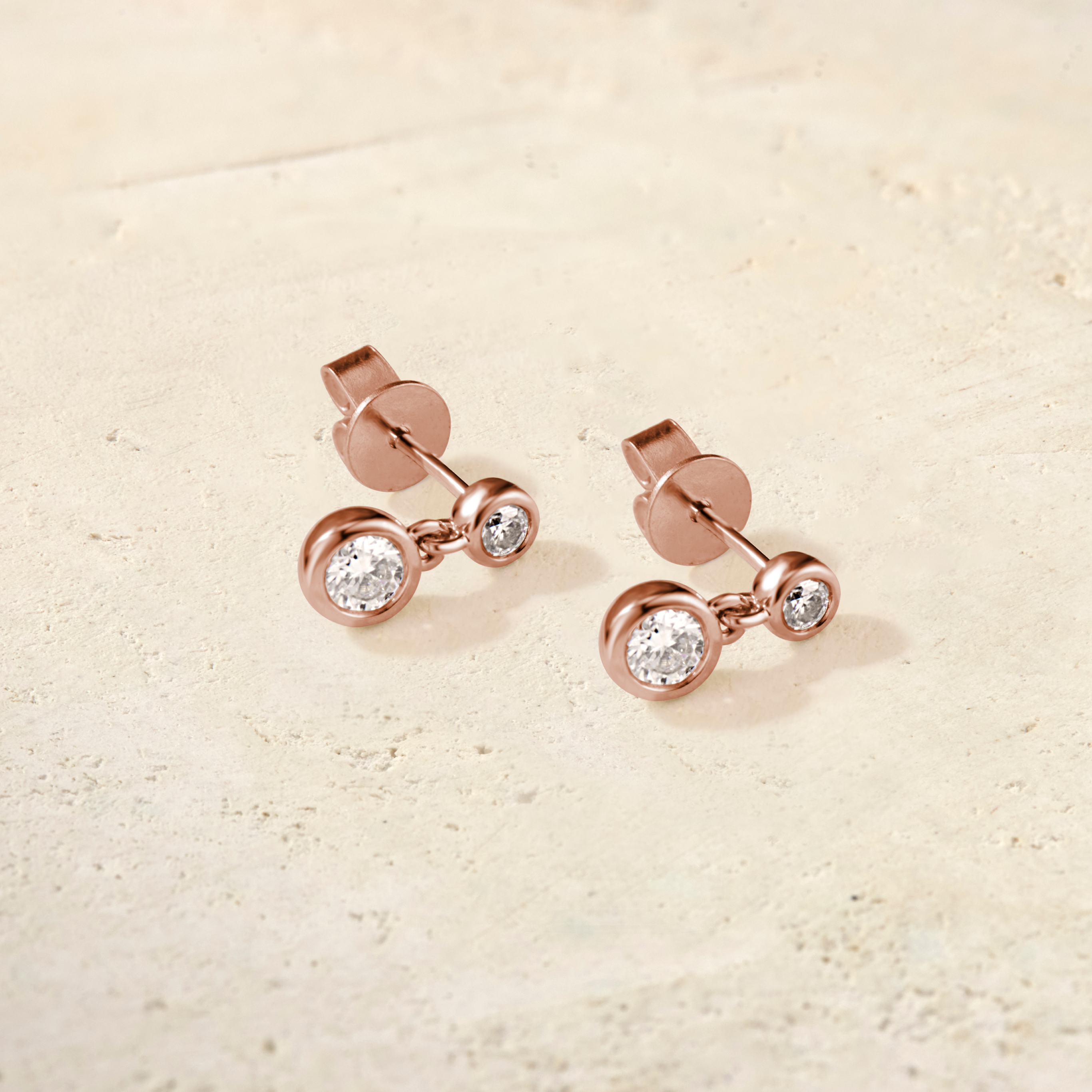 Virelle Bezel Duo Drop Earrings