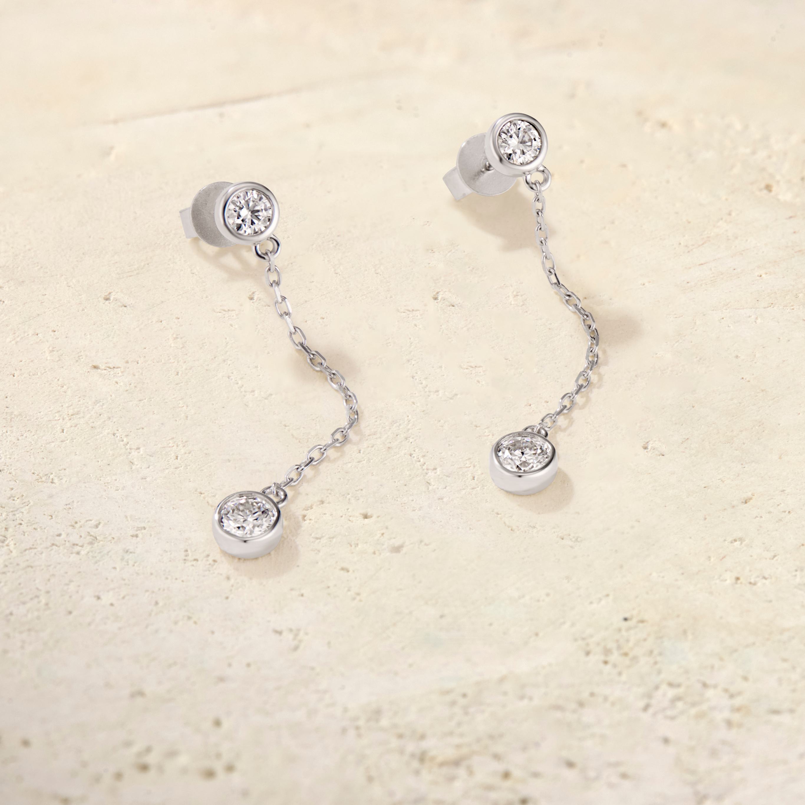 Virelle Bezel Chain Drop Earrings