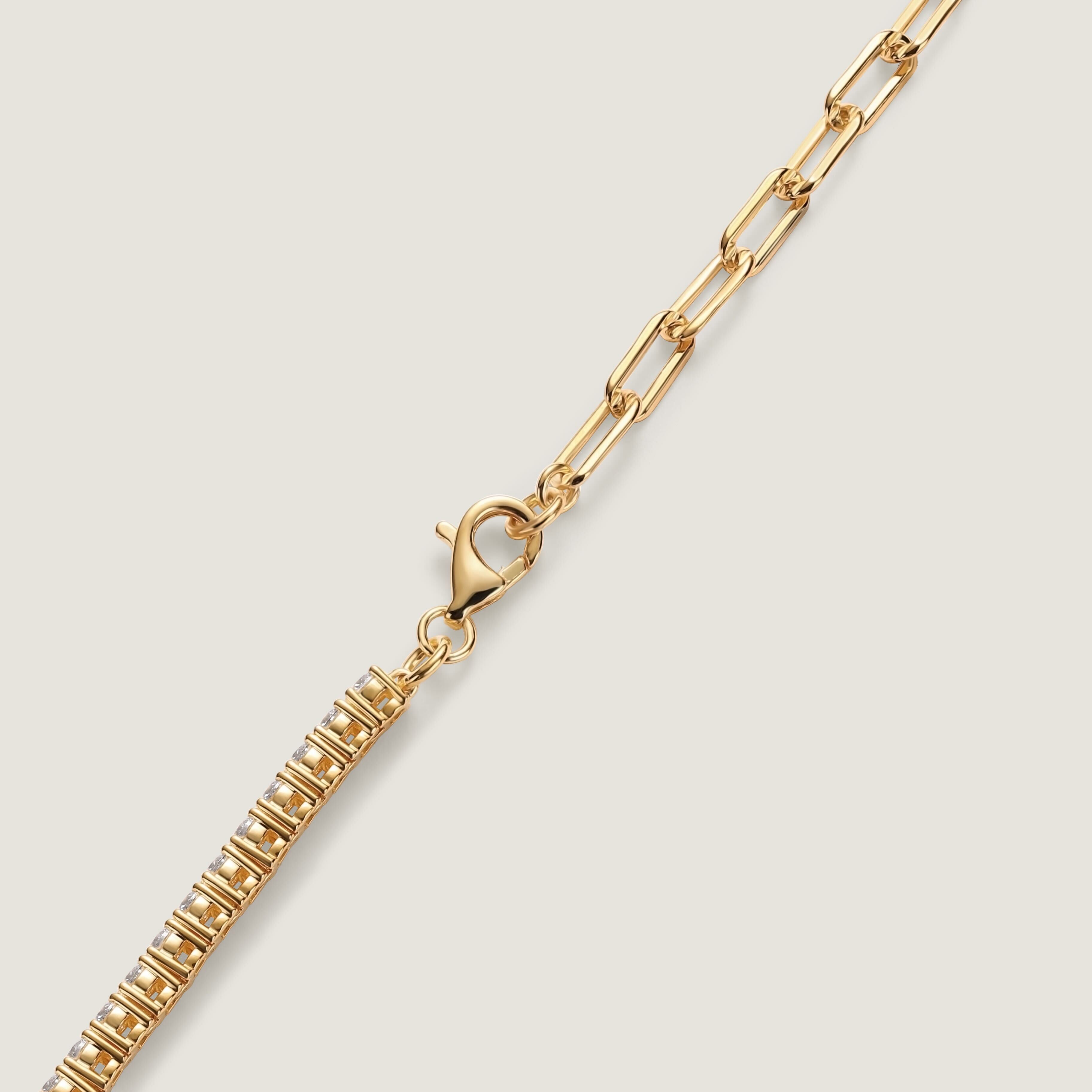 Amara Round Half Diamond Tennis Paperclip Bracelet