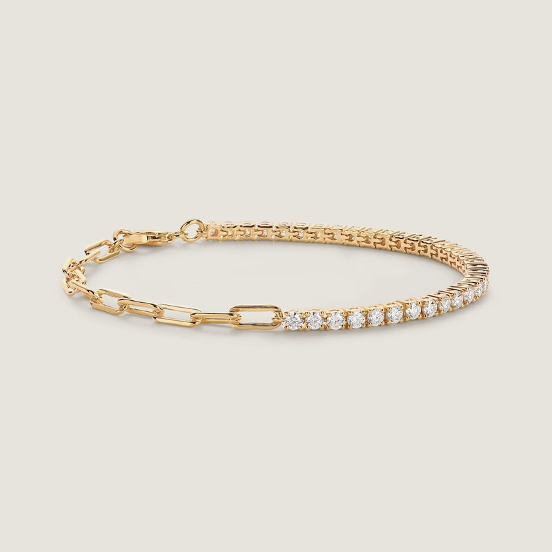 Amara Round Half Diamond Tennis Paperclip Bracelet