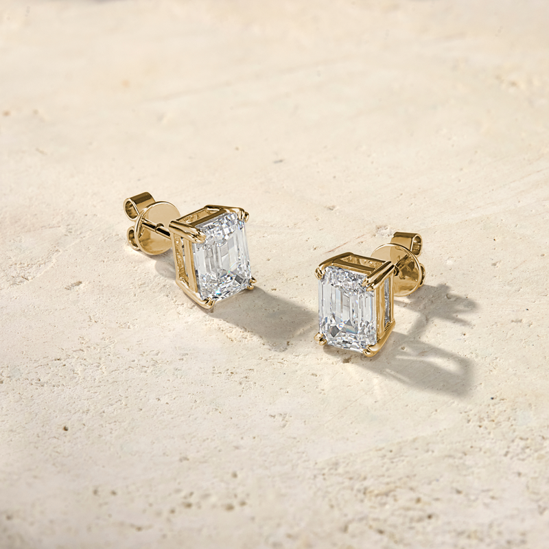 Amara Emerald-Cut Diamond Studs