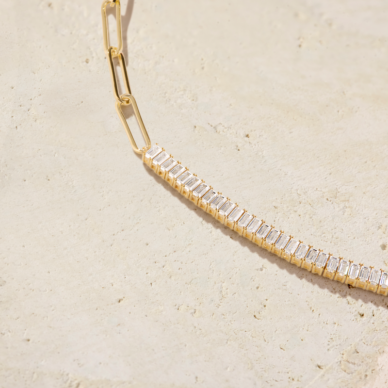 Paperclip Baguette Tennis Bracelet
