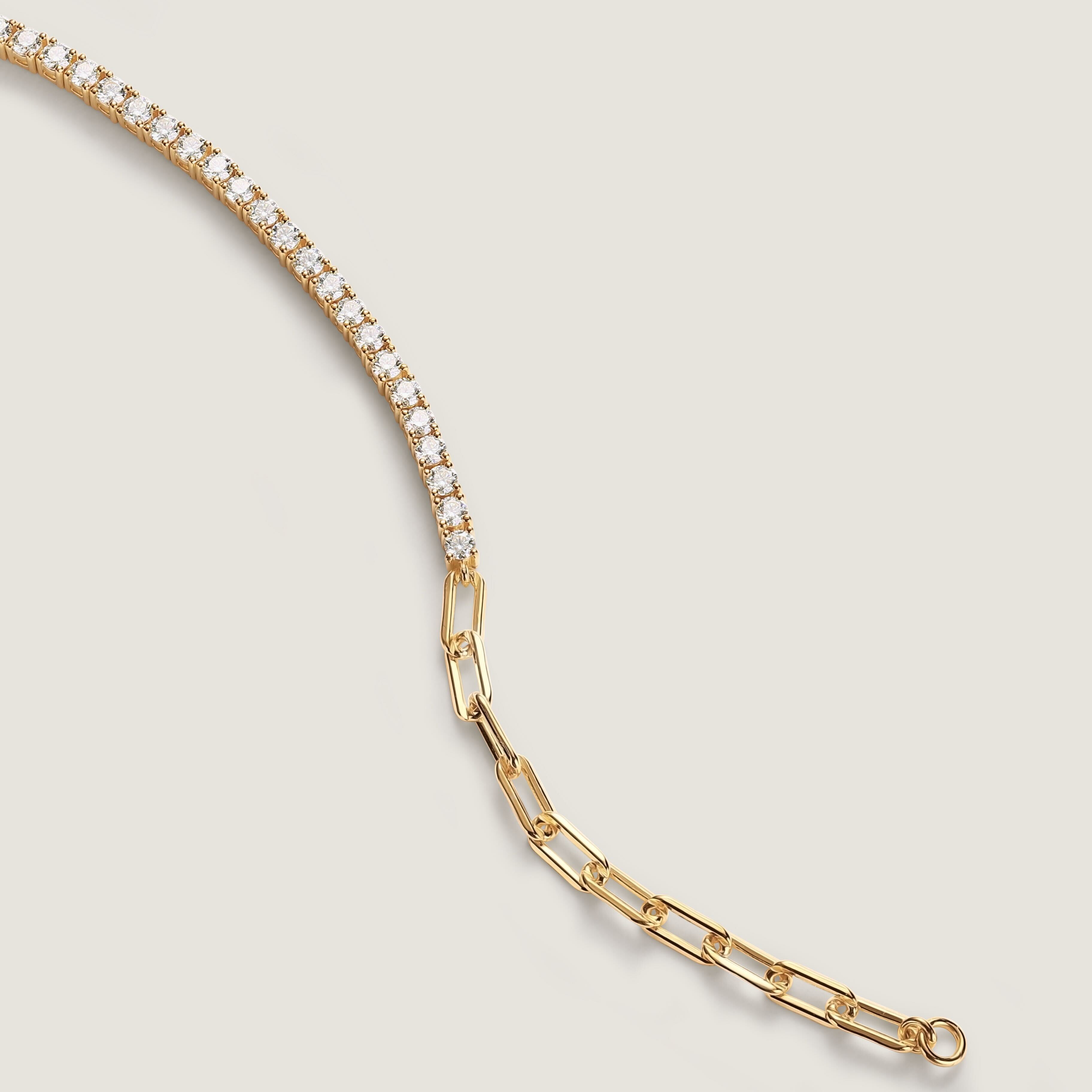 Amara Round Half Diamond Tennis Paperclip Bracelet