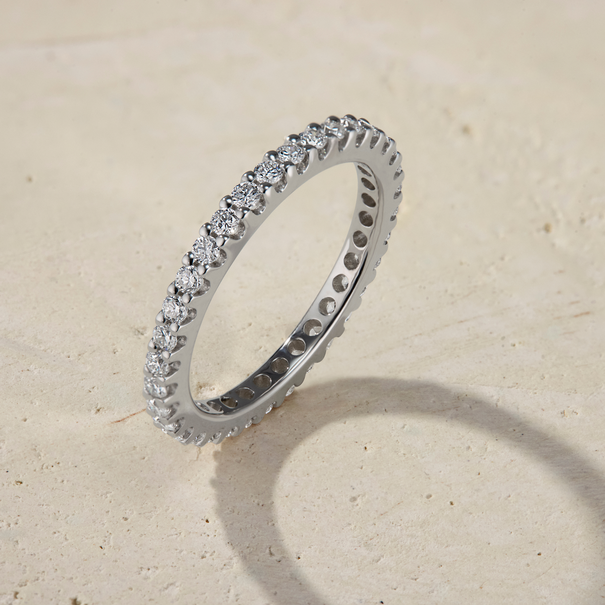 LHUNE Ciel Pave Eternity Ring - 14K White Gold - Half - Size 6