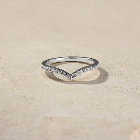 LHUNE Ciel Pave V-Ring - 14K White Gold - Size 3.5