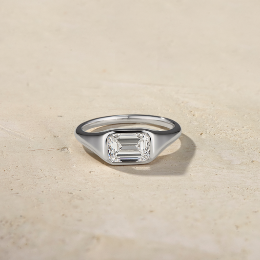 LHUNE Forma Emerald-Cut Signet Ring - 14K White Gold  - Size 3.5 